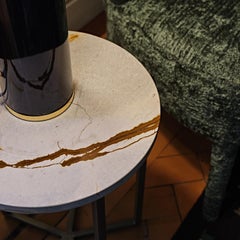 Elliot 35 Blue Roma Quartzite Marble & Bronze Side Table by Black Tie