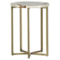Elliot 35 Blue Roma Quartzite Marble & Bronze Side Table by Black Tie