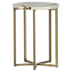 Elliot 35 Blue Roma Quartzite Marble & Bronze Side Table