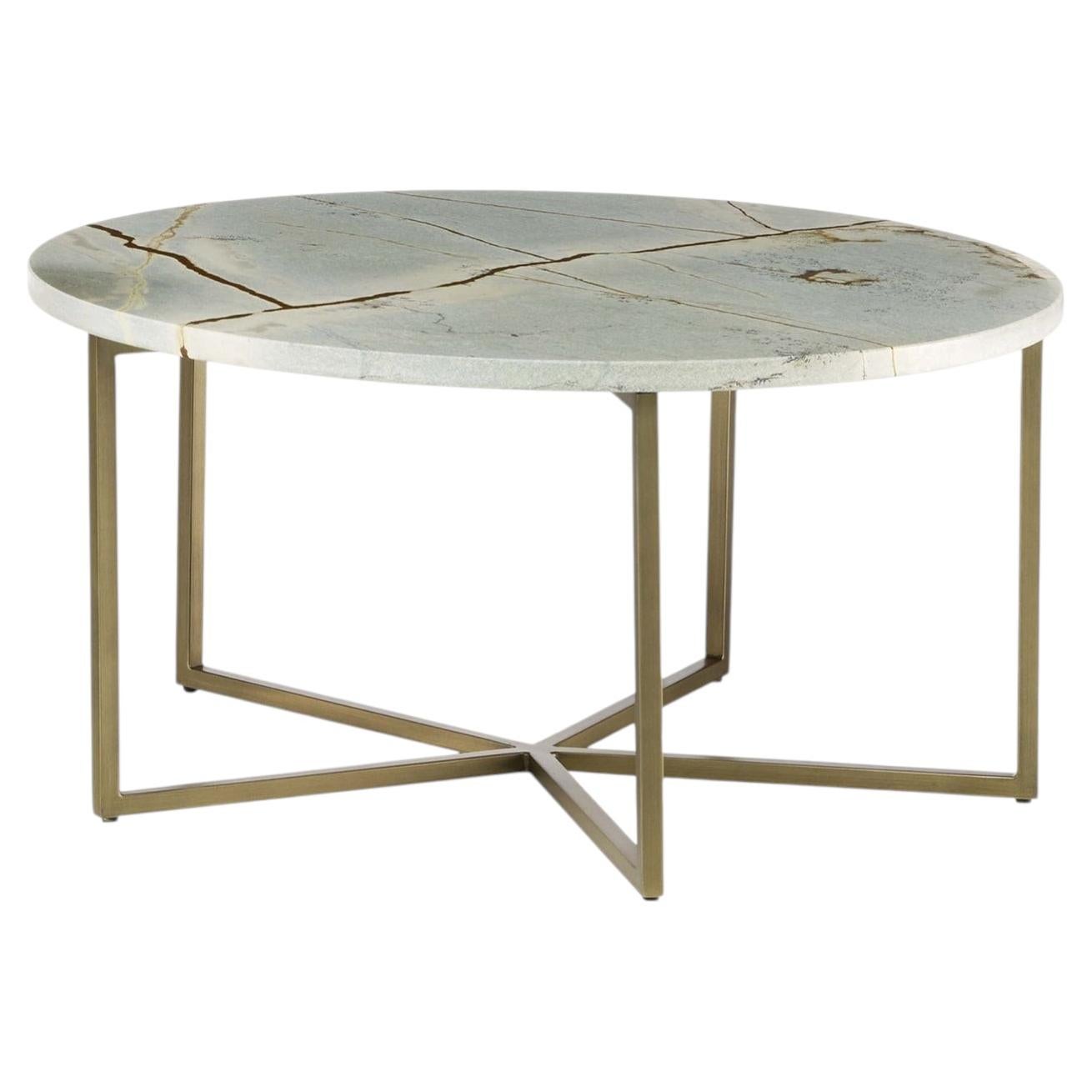 Elliot 70 Blue Roma Quartzite & Bronze Coffee Table For Sale