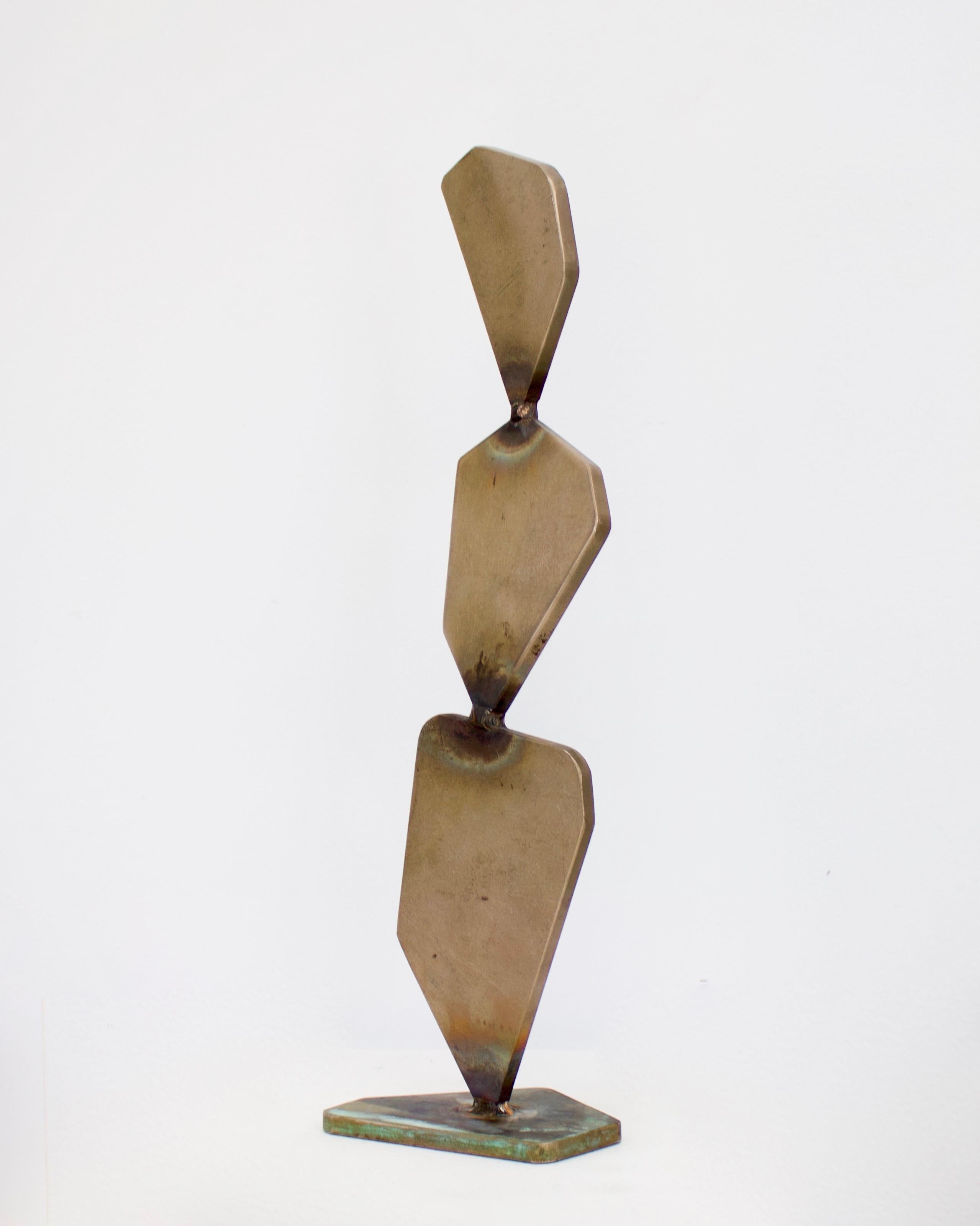 American Elliot Bergman Bronze Welded Polygon Table Top or Desk Sculpture