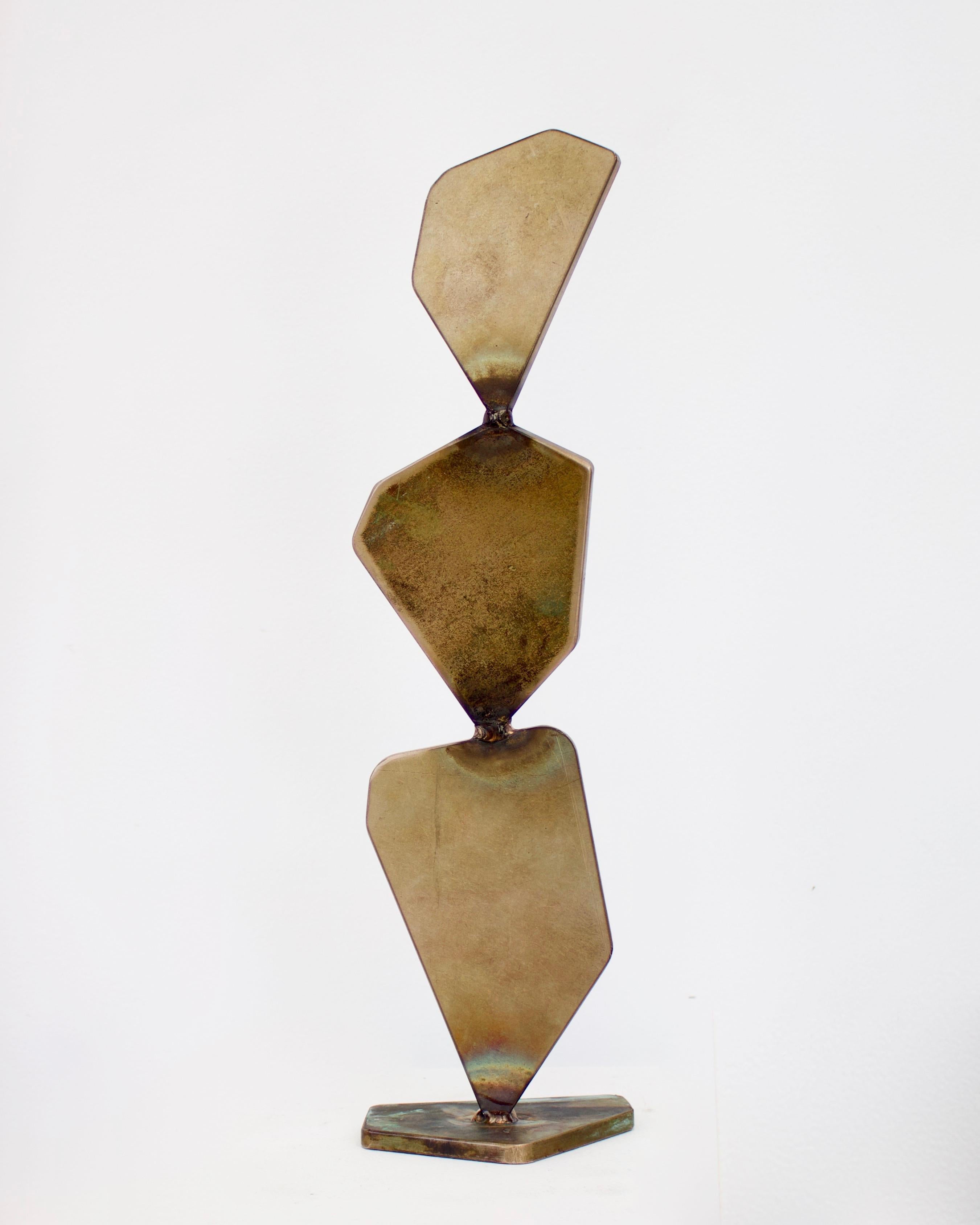 Contemporary Elliot Bergman Bronze Welded Polygon Table Top or Desk Sculpture