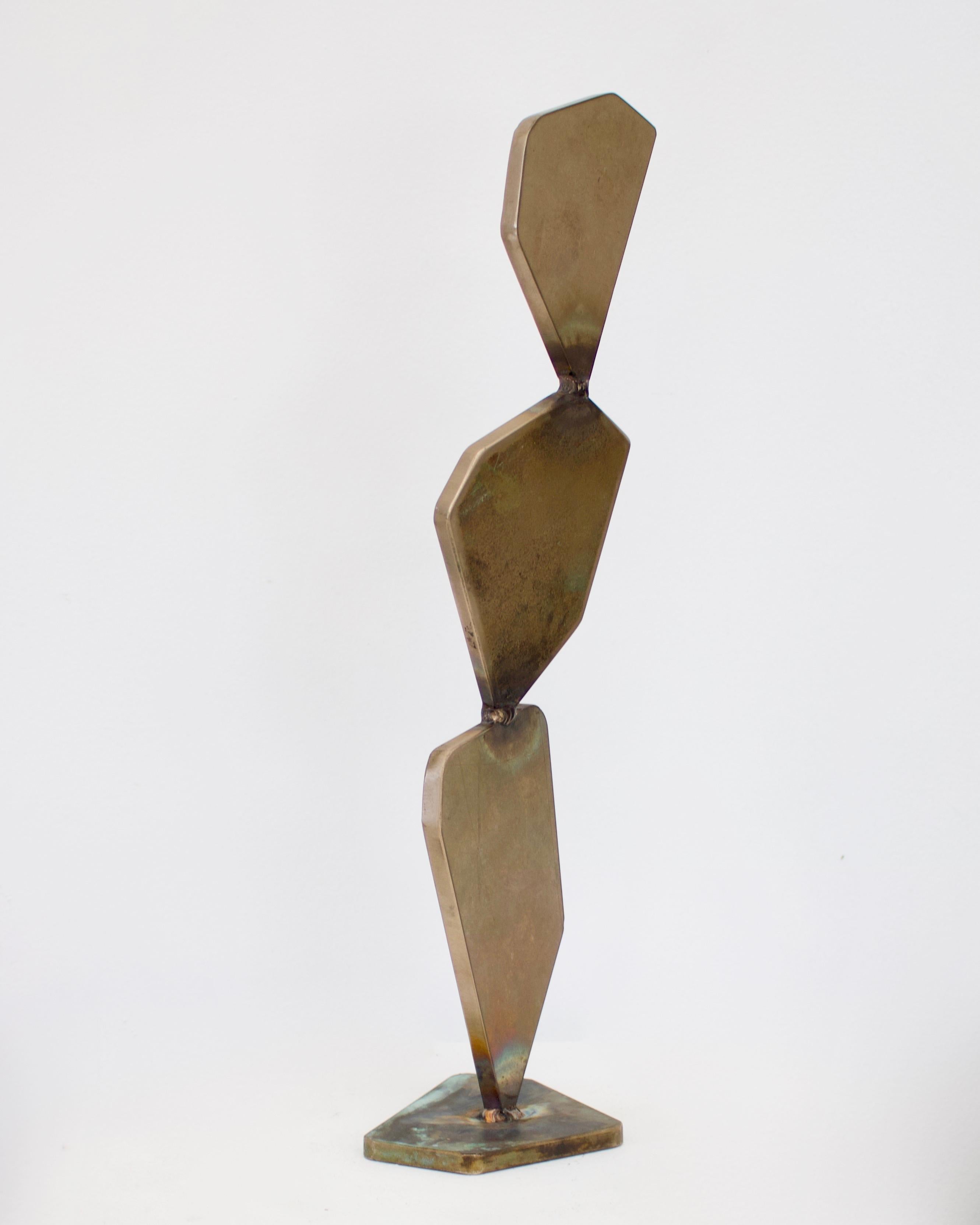 Elliot Bergman Bronze Welded Polygon Table Top or Desk Sculpture 1