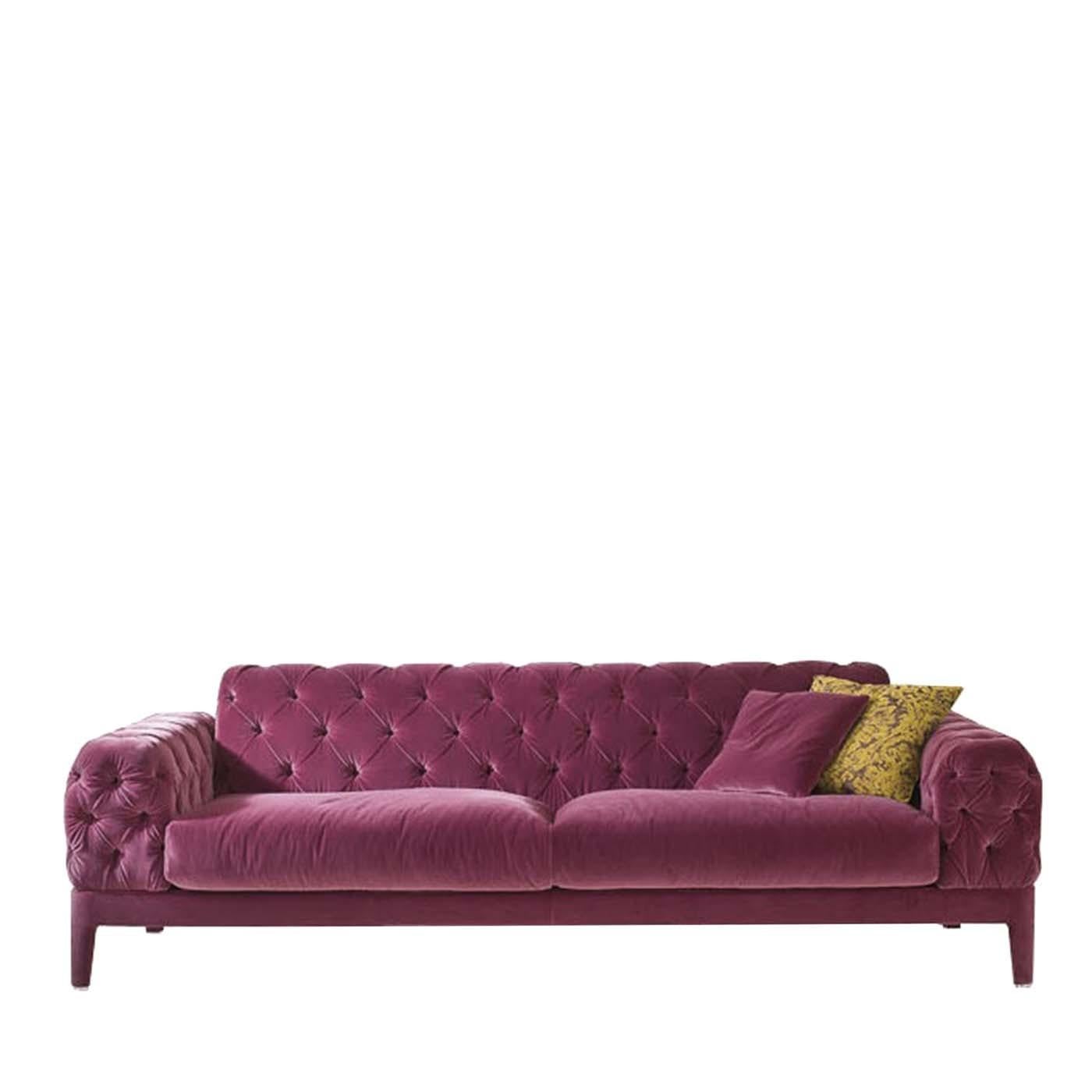 Elliot Fuchsia Tufted Sofa For Sale