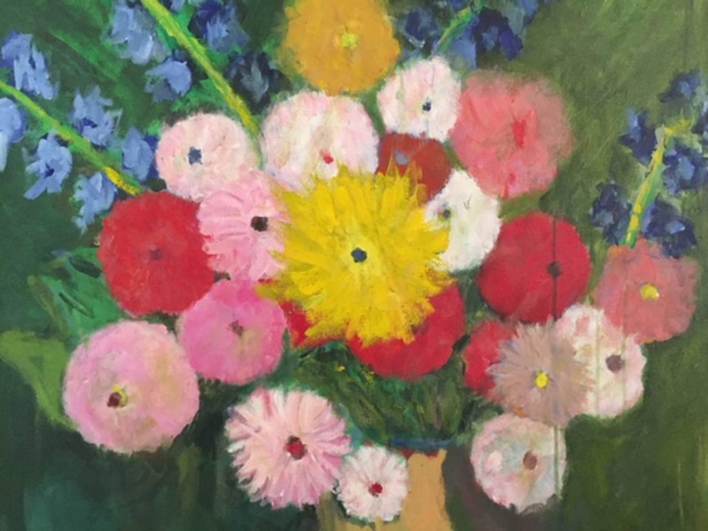 Flowers In A Yellow Vase - Painting by Elliot Gordon