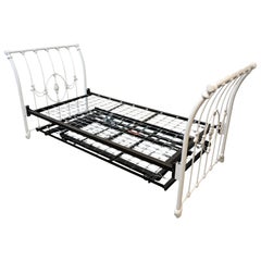 Antique Elliot's Design, White Iron Twin Bed and Trundle
