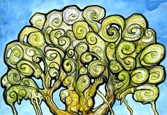 Gli alberi si abbracciano, astratto visionario contemporaneo