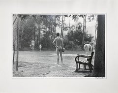 Kent, England - Black and White Photograph, Park, Bench, People