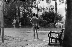 Kent, England - Black and White Photograph, Nude, Park, Bench, People