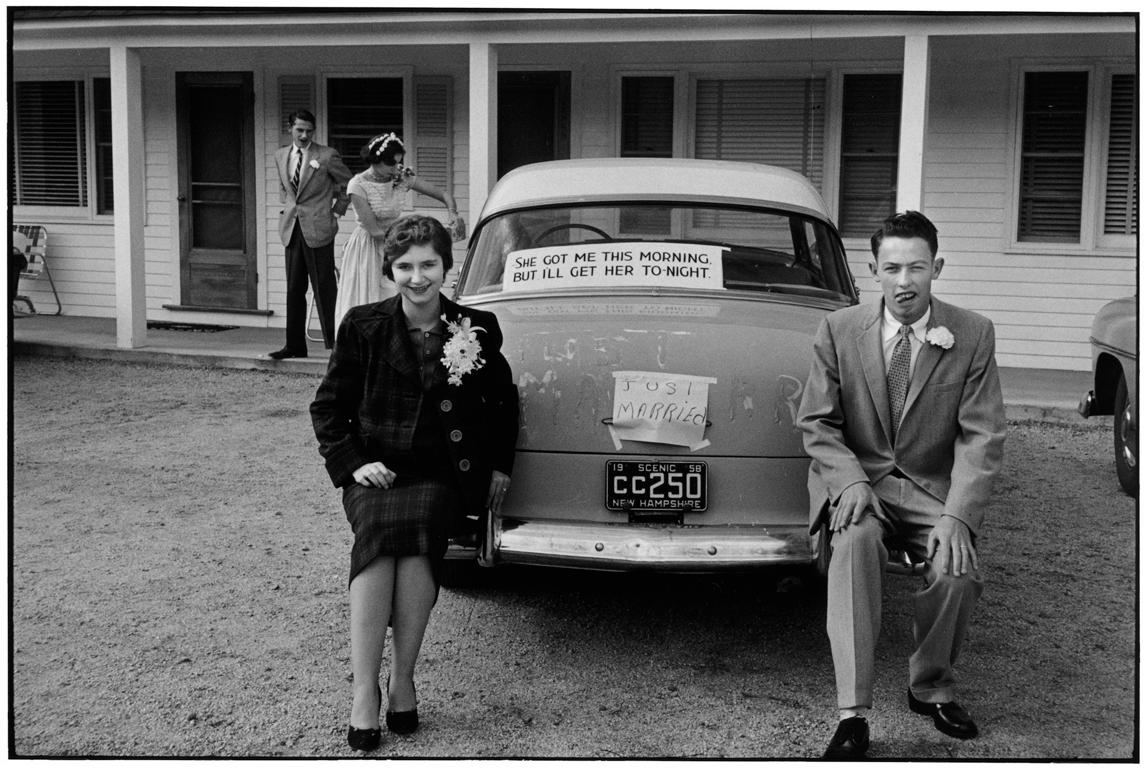 Elliott Erwitt Black and White Photograph - USA. New Hampshire. "Just Married"