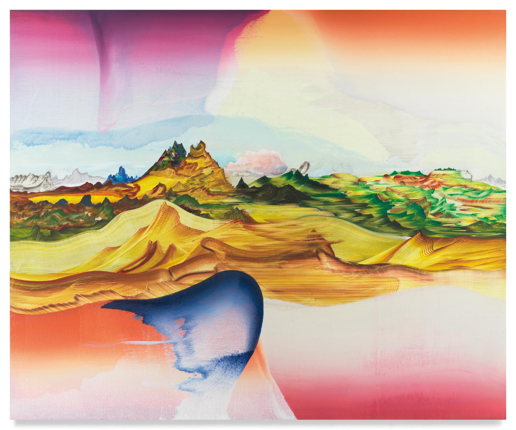 "Breath In, Breath Out" -- Peinture à l'huile d'un paysage abstrait par Elliott Greene 2021