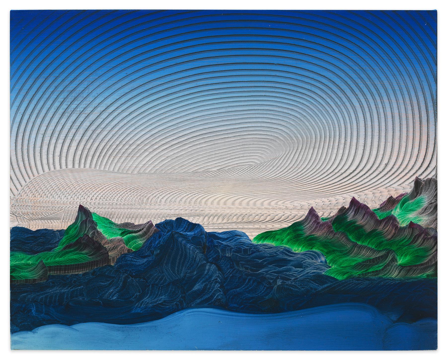 "Deliverer" -- Peinture à l'huile d'un paysage abstrait par Elliott Green, 2022
