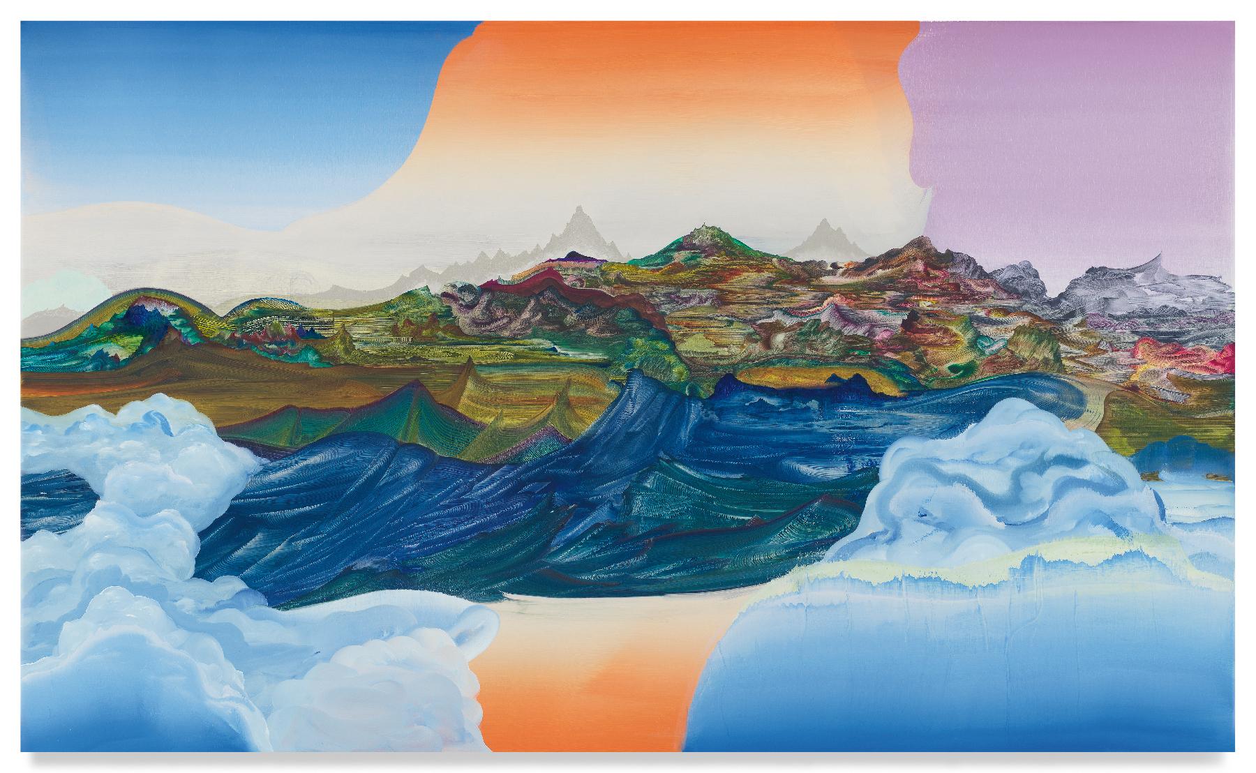 Mêlant la peinture de paysage traditionnelle à l'abstraction, "Friends of Friends" est un nouvel ajout à la collection d'œuvres d'Elliott Green de la Jonathan FERRARA Gallery. "Friends of Friends" a été réalisé en 2021, avec de la peinture à l'huile