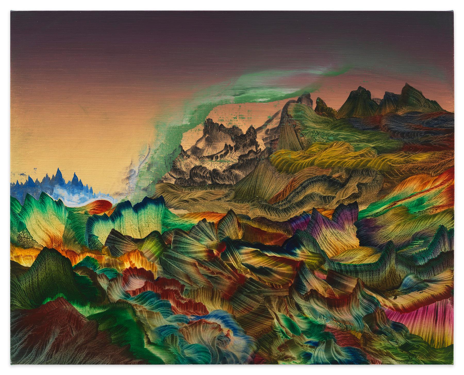 Blending traditional landscape painting with abstraction, "Palpitations" is a new addition to Jonathan Ferrara Gallery's collection of works by Elliott Green. "Palpitations" was produced in 2022, using oil paint on linen.

Elliott Green was born in