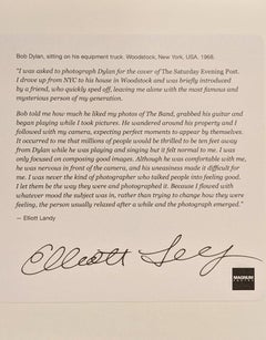 Bob Dylan, sitting on his equipment truck, Woodstock, New York, USA, 1968