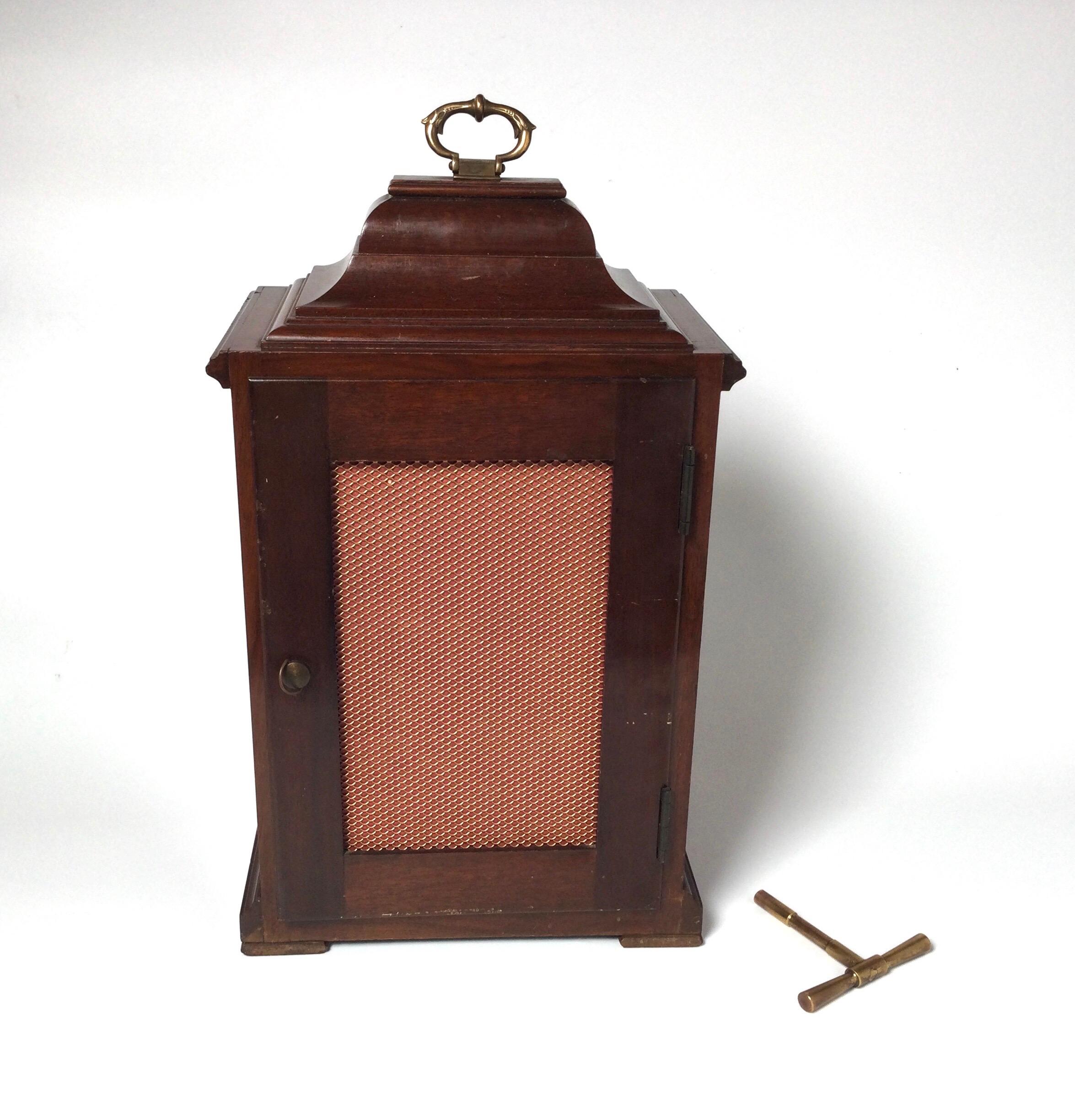 English Elliott of London Caddy Top Mahogany Bracket Clock For Sale