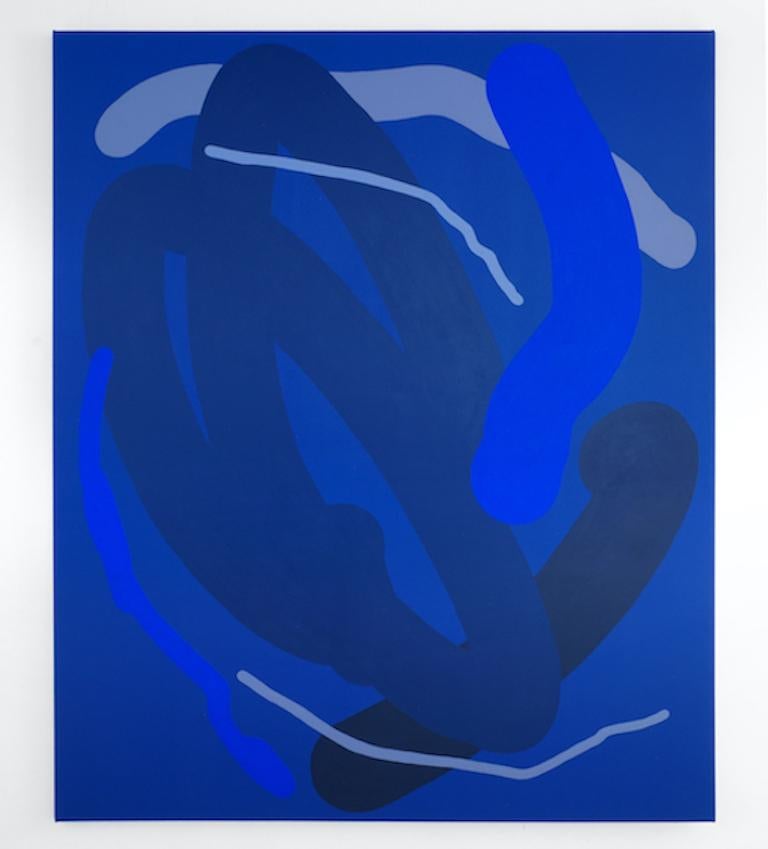 Wiggle Mirror Blue - Painting by Elliott Routledge