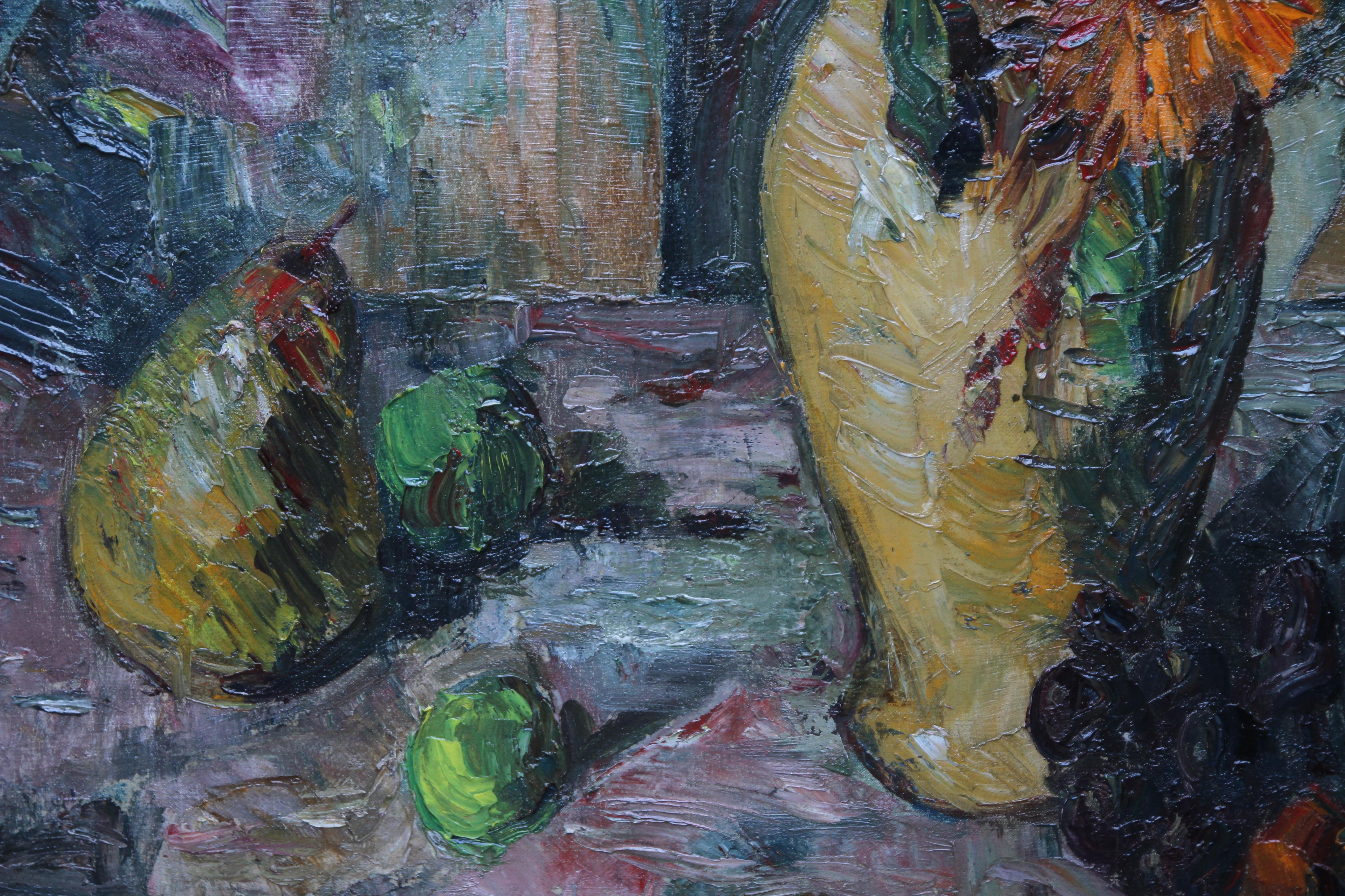 Bouquet de fleurs - Peinture à l'huile de style Cezanne post-impressionniste britannique des années 20  en vente 2