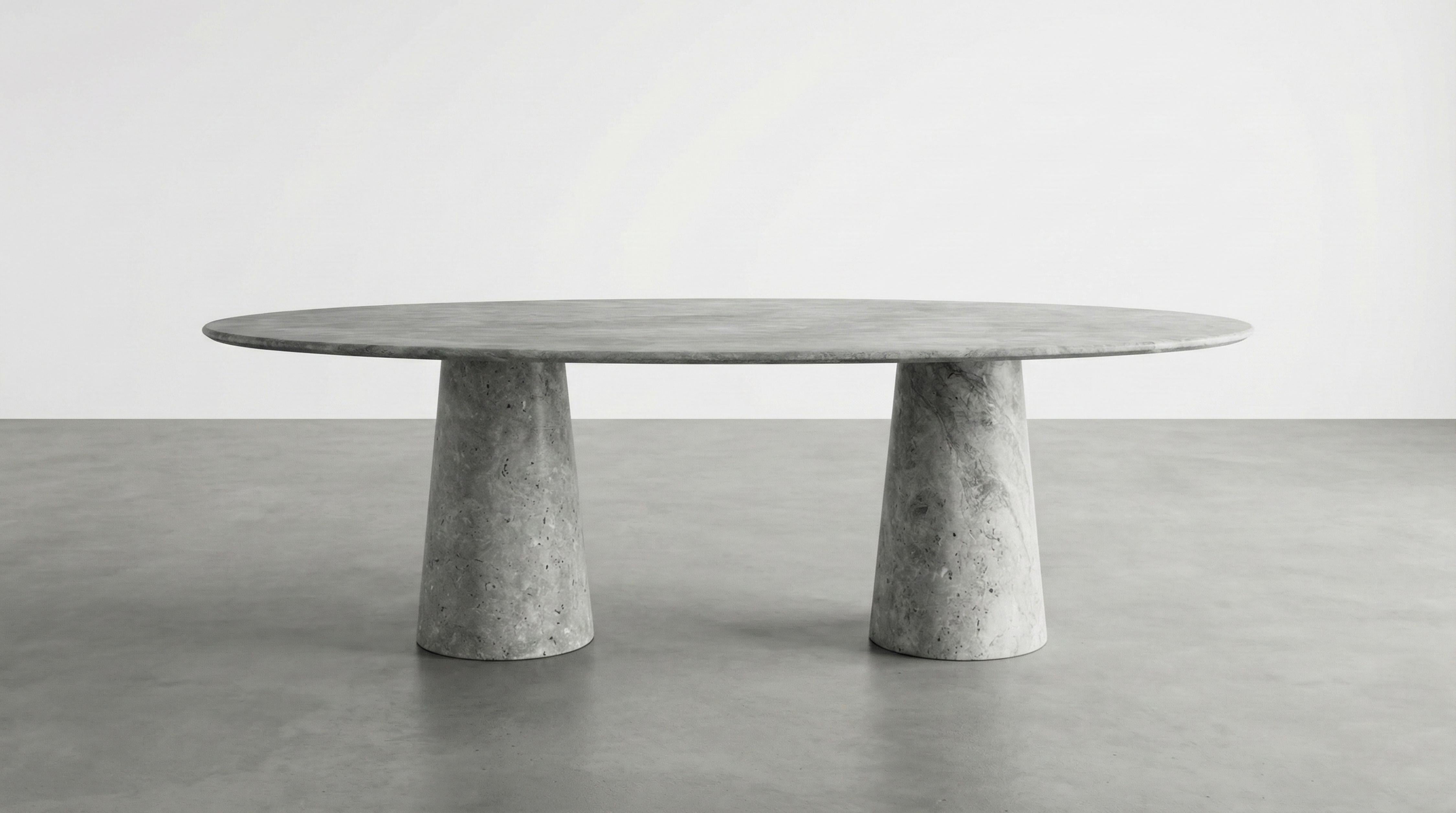 Ellips Silver Travertine Stone Dining Table, Silver Marble Oval Table Neuf - En vente à İnegöl, TR