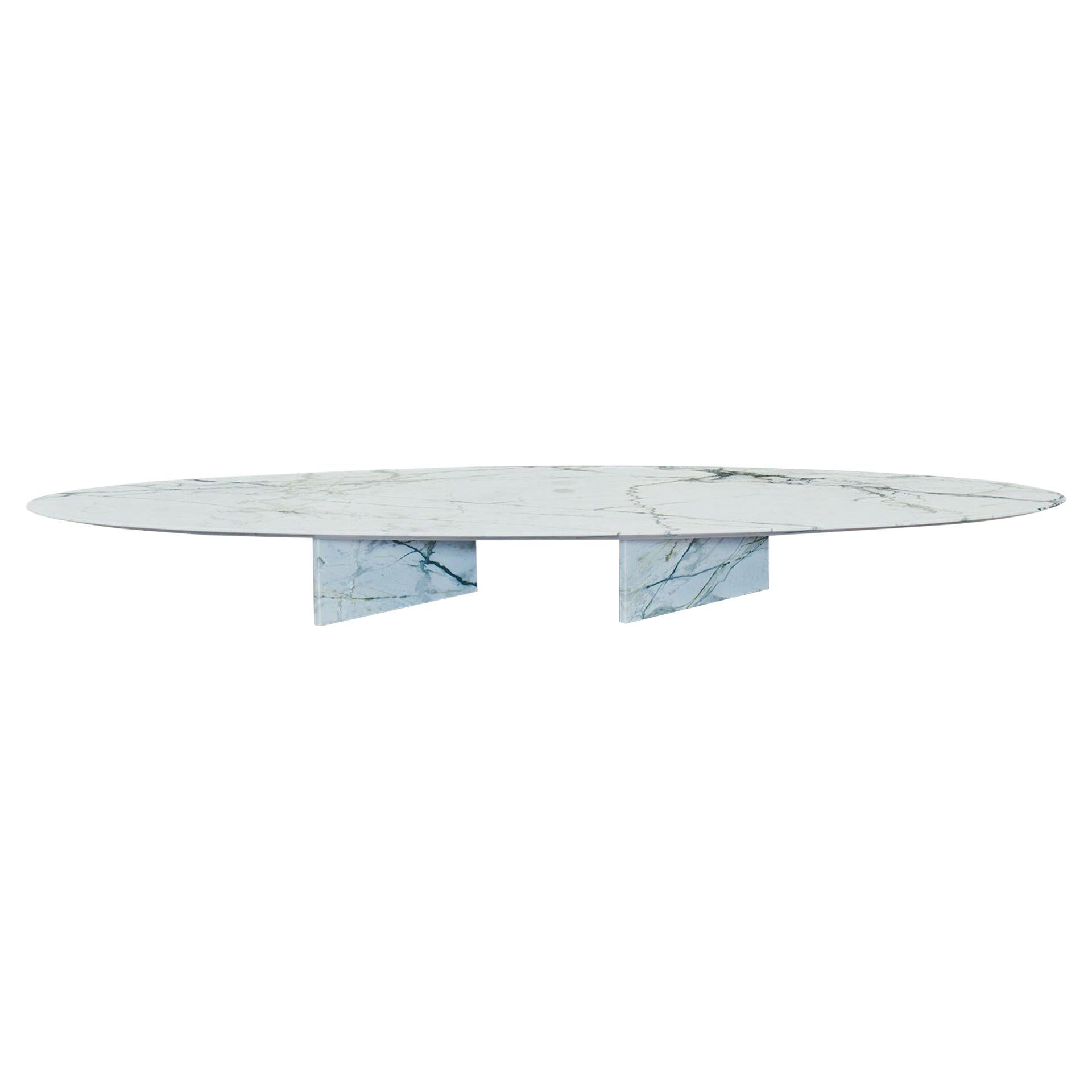 Mesa de centro moderna contemporánea, mármol blanco, diseño belga de barh.design