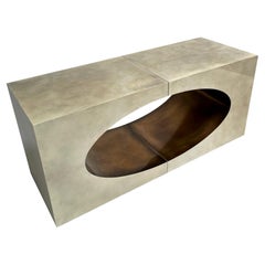 Ellipse Cocktail Table in Parchment and Bronze By Newell Design Studio
