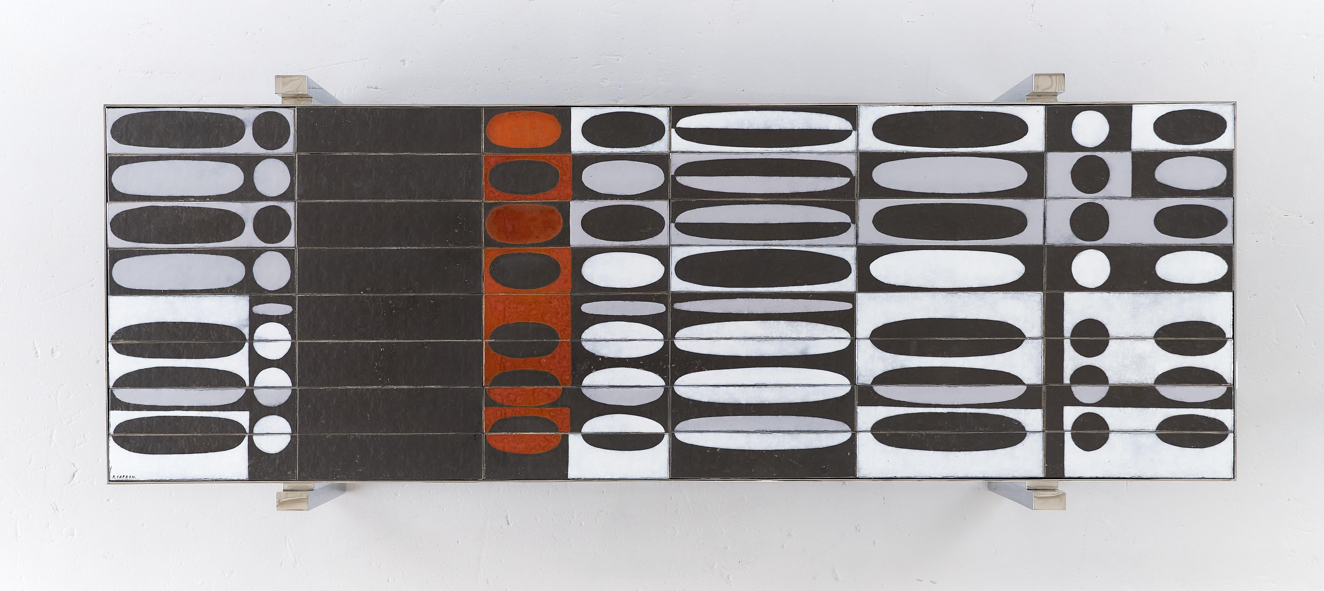 Table basse Ellipse de Roger Capron pour l'Atelier Callis, France, années 1970 en vente 1