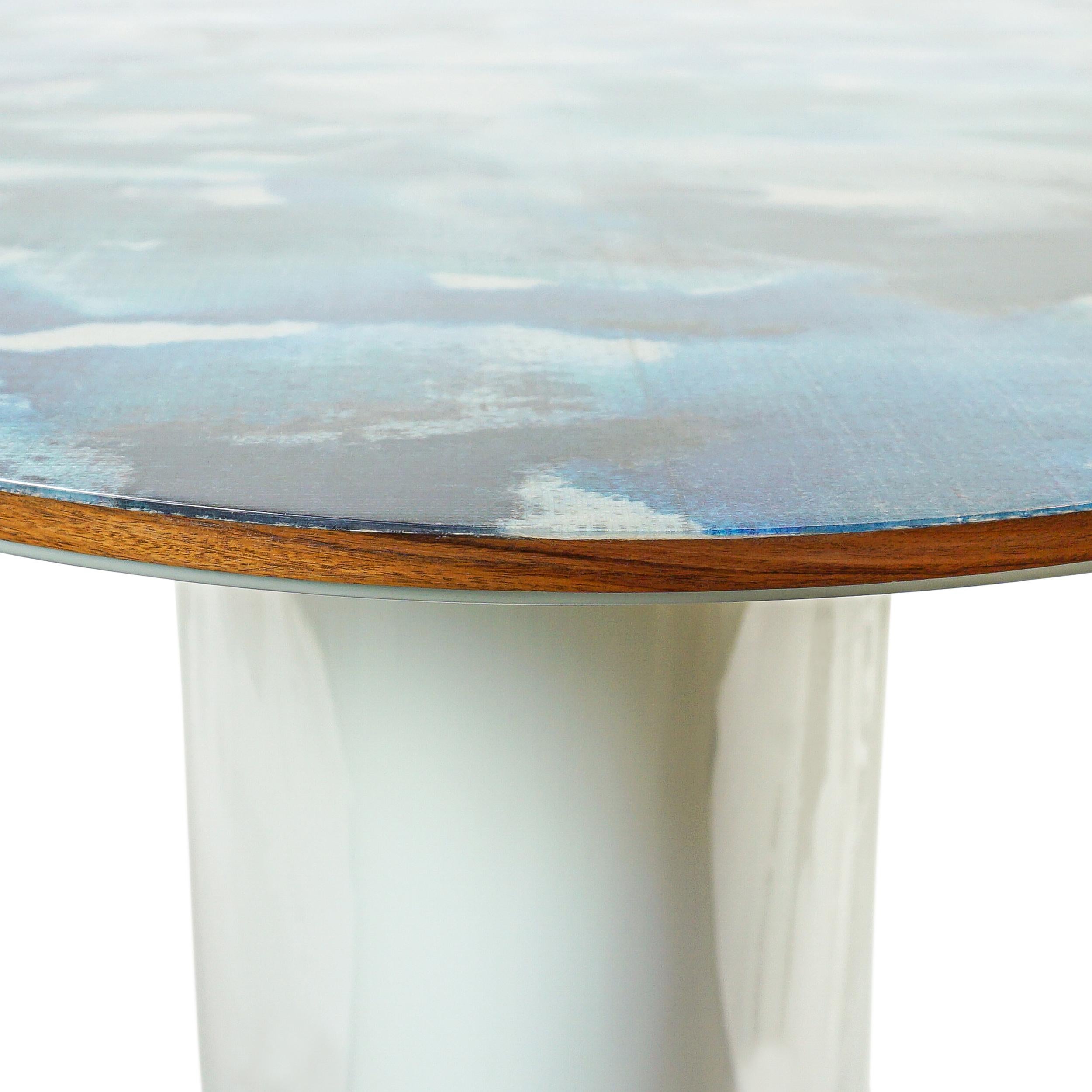 Ellipse Dining Table with Decorative Top Finished in Resin and Lacquered Base For Sale 5
