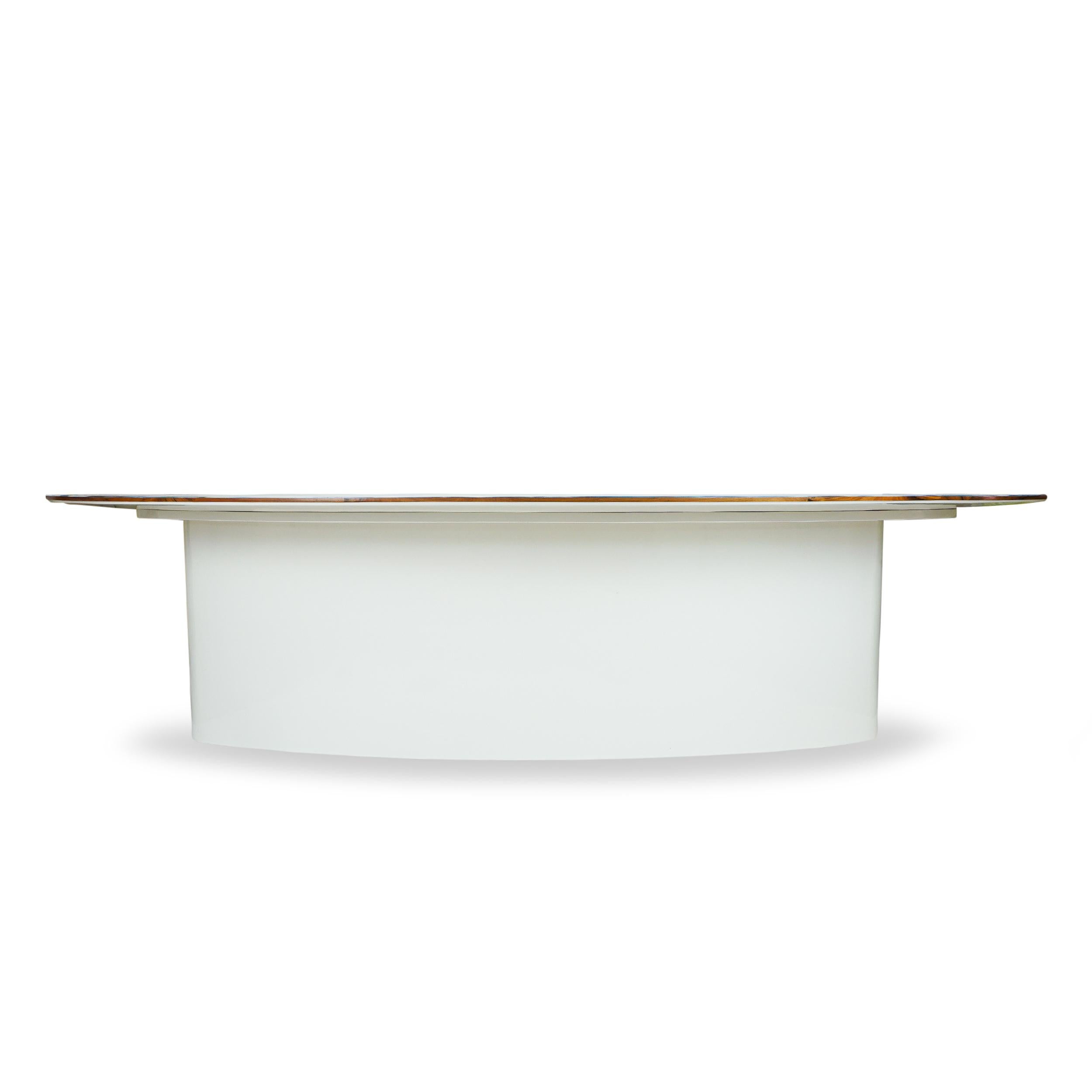 American Ellipse Dining Table with Decorative Top Finished in Resin and Lacquered Base For Sale