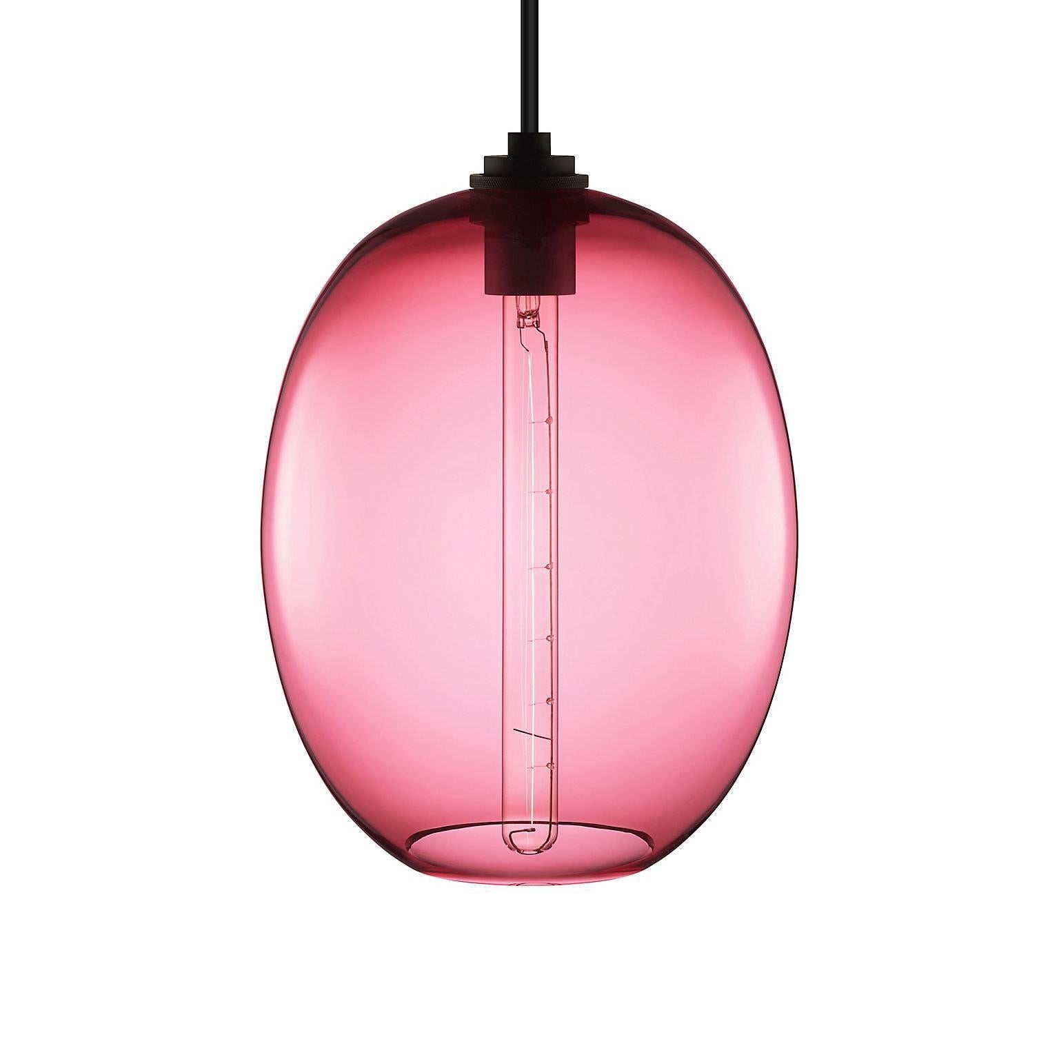 Ellipse Grand Crystal Handblown Modern Glass Pendant Light, Made in the USA In New Condition In Beacon, NY