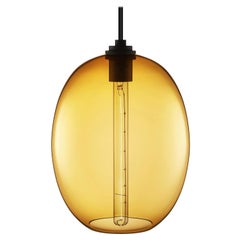 Ellipse Grand Gray Handblown Modern Glass Pendant Light, Made in the USA
