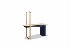 Ellipse Light Up Leather Desk w/ Travertine Top by Federico Peri for Baxter