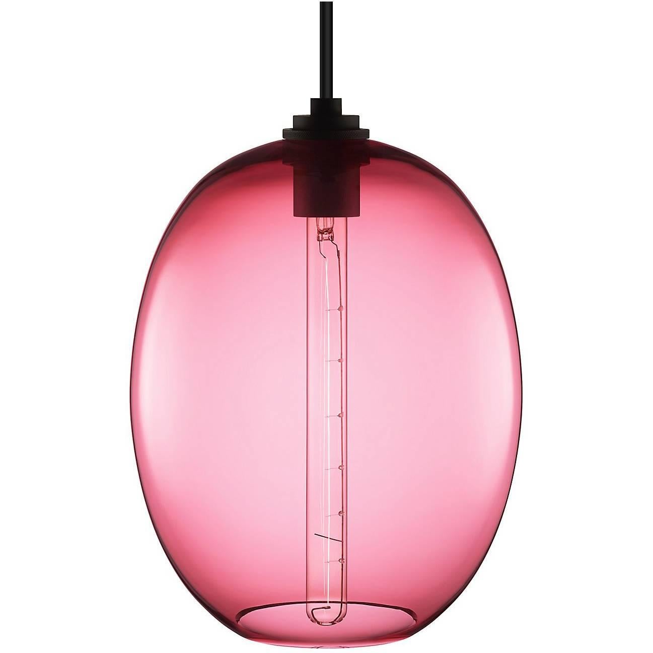 Ellipse Petite Rose Handblown Modern Glass Pendant Light, Made in the USA For Sale