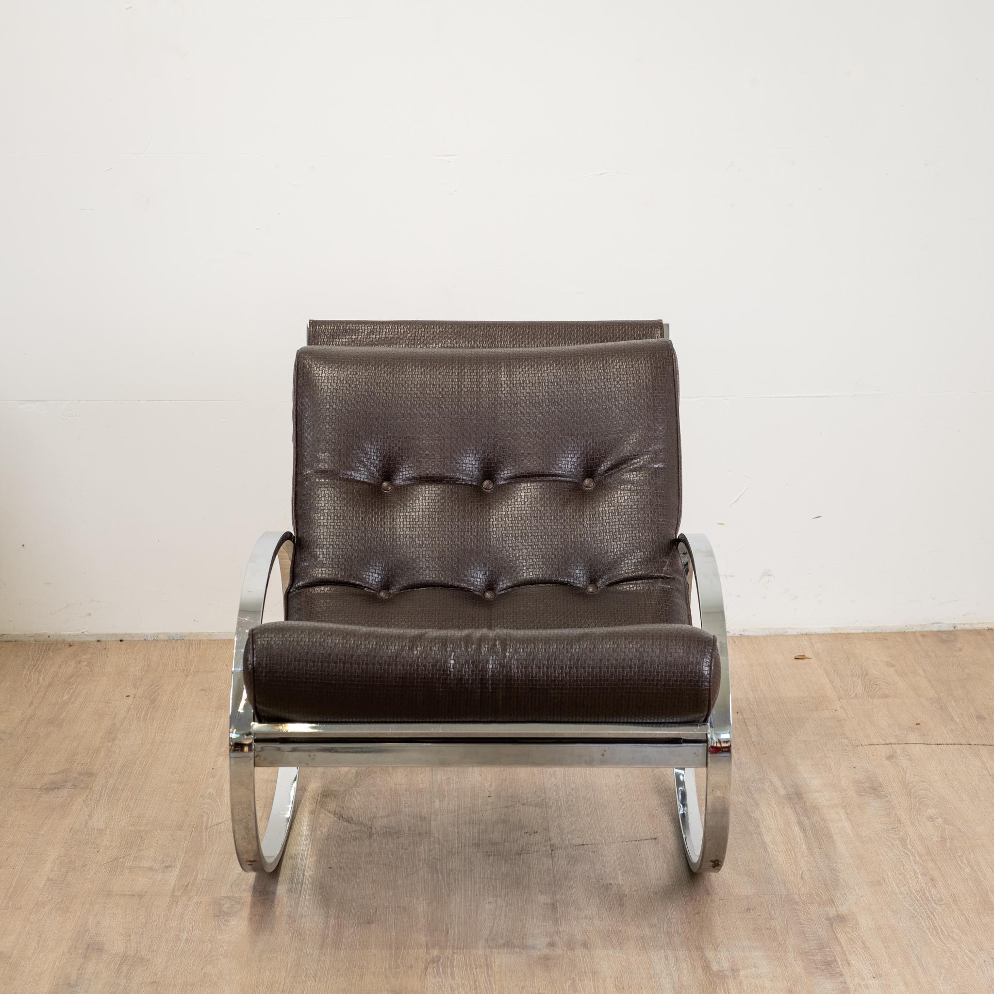 Italian Ellipse Rocking Chairs attributed to Renato Zevi for Selig, 1970s, Set of 2