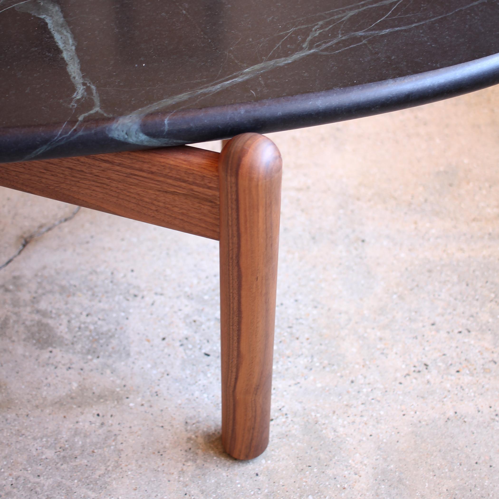 Ellipse Soapstone and Walnut Coffee Table by Elliott Marks 1