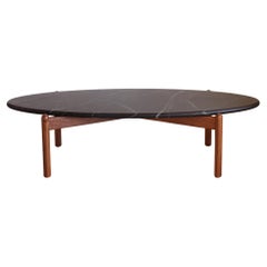 Ellipse Soapstone and Walnut Coffee Table by Elliott Marks