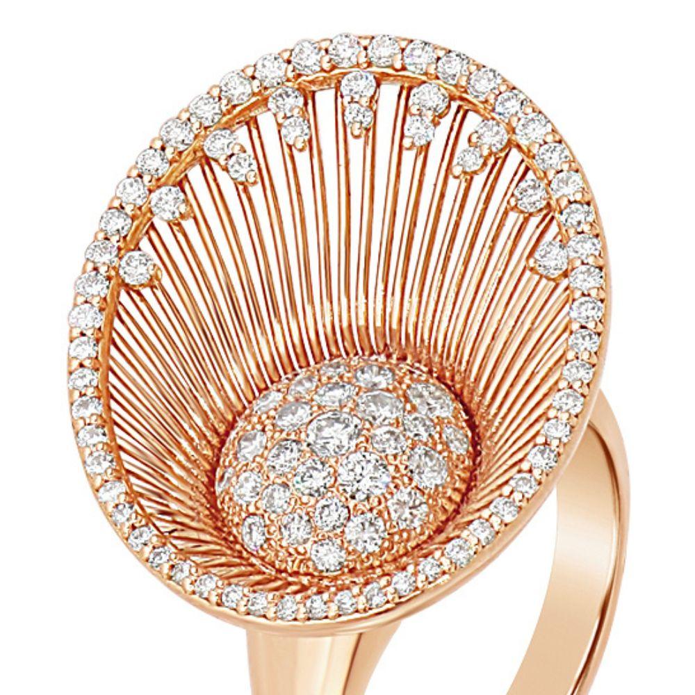 Artisan Ellipse white diamonds halo fashion contemporary design ring For Sale