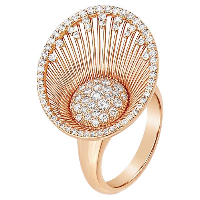 Ellipse white diamonds halo fashion contemporary design ring For Sale