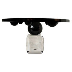 Ellipses Negro/Transparente Soporte de Cristal para Tartas Hecho a Mano - Elegante Pieza para Servir