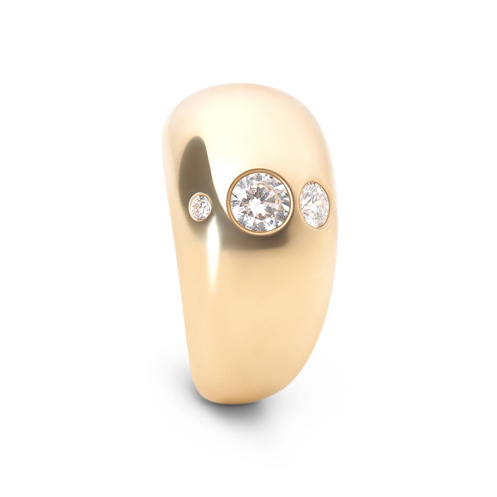 For Sale:  Ellipsis Dome Ring in 18k Yellow Gold and White Diamonds 3