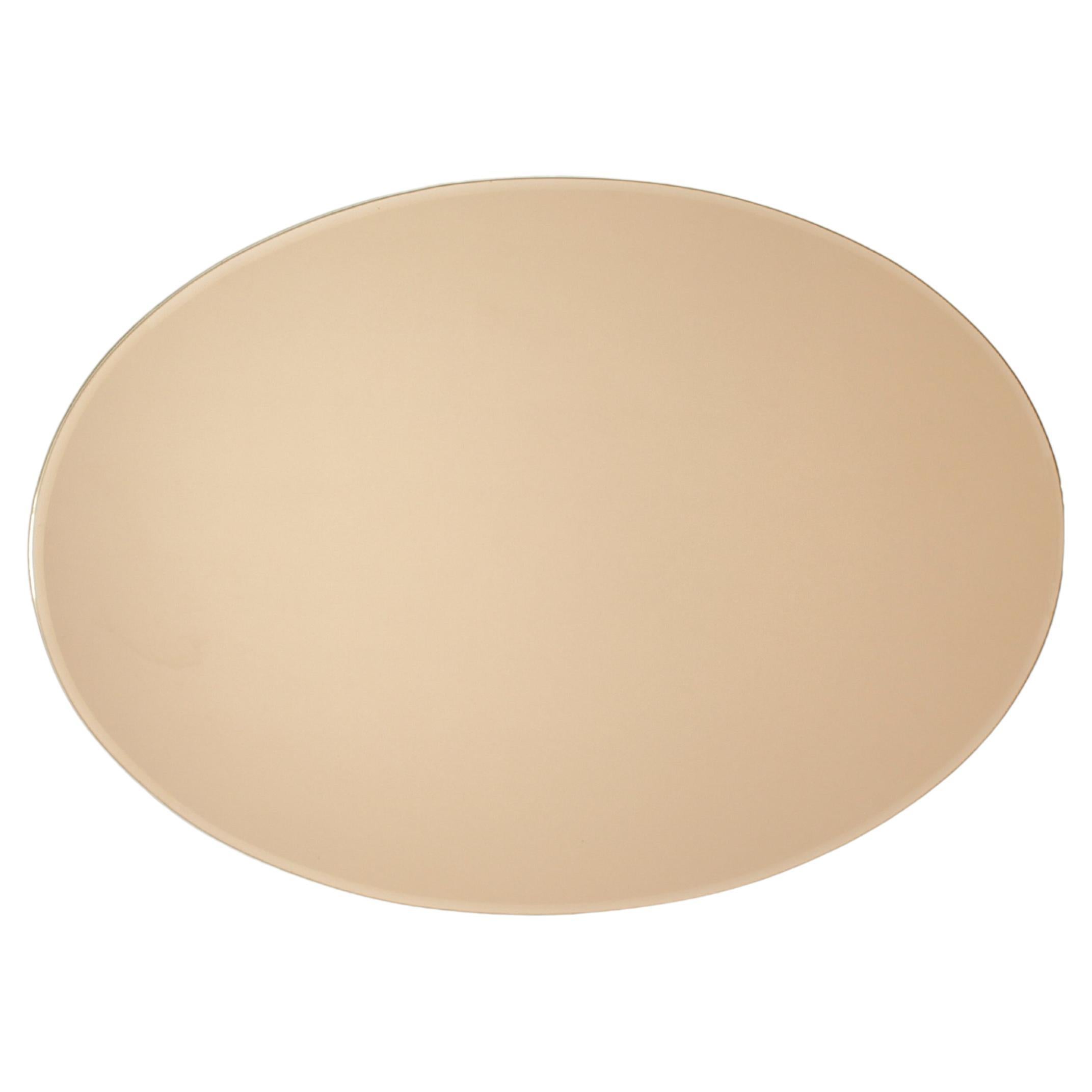 Elliptical Golden Wall Mirror with Golden Aluminum Frame 60s Italy
