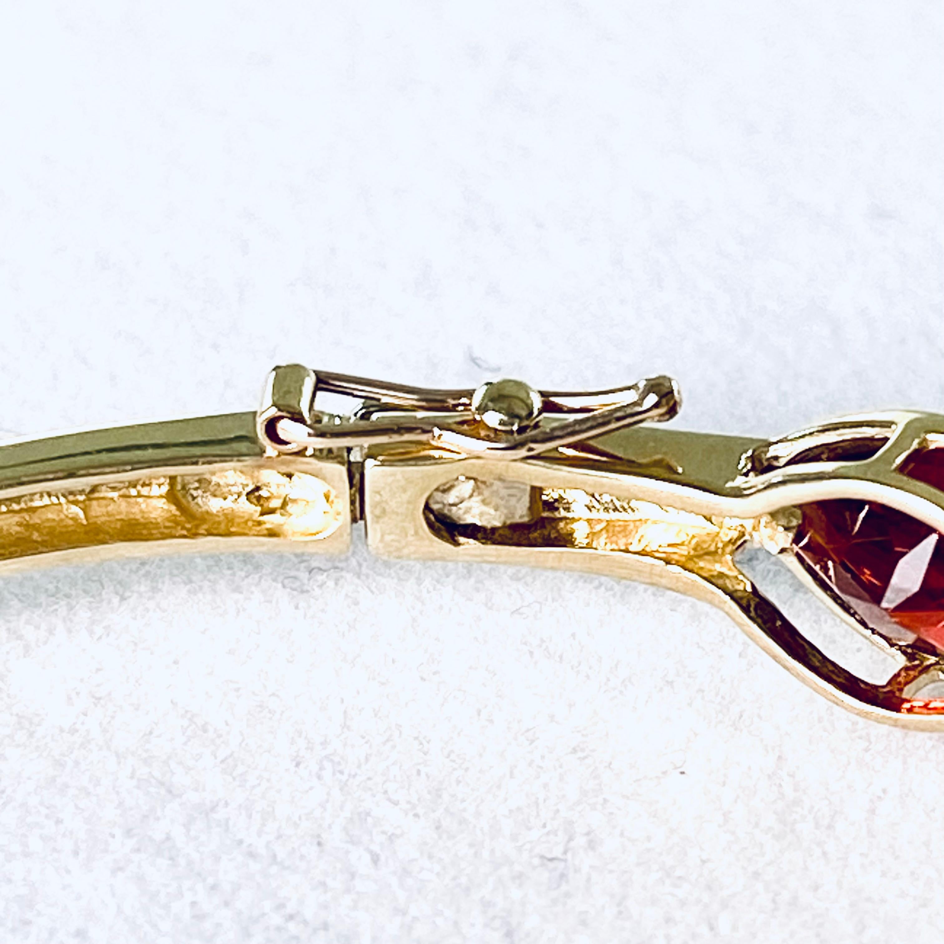Elliptical Hinged Vintage Yellow Gold Multi Color Gemstone Bangle Bracelet 3