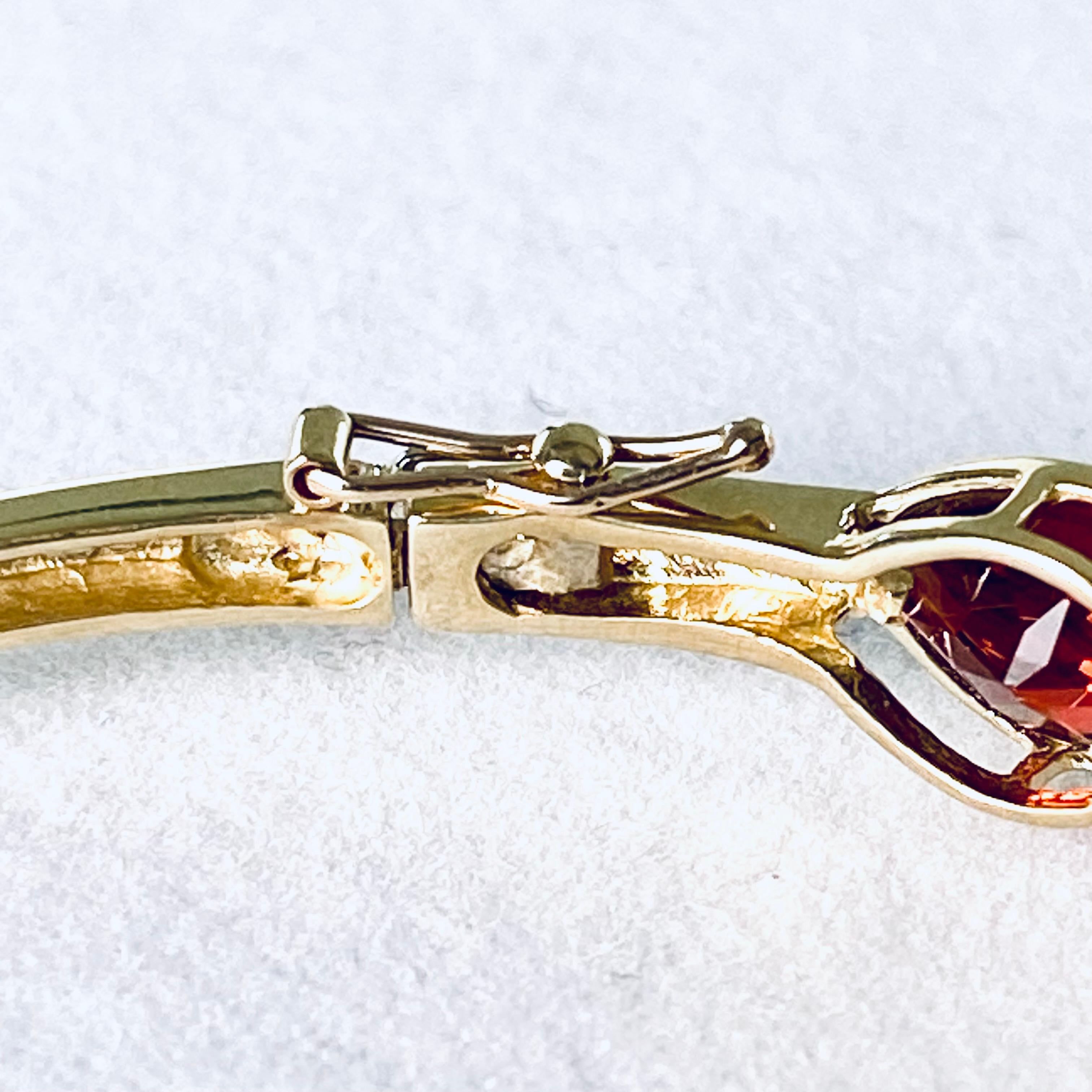 Women's Elliptical Hinged Vintage Yellow Gold Multi Color Gemstone Bangle Bracelet