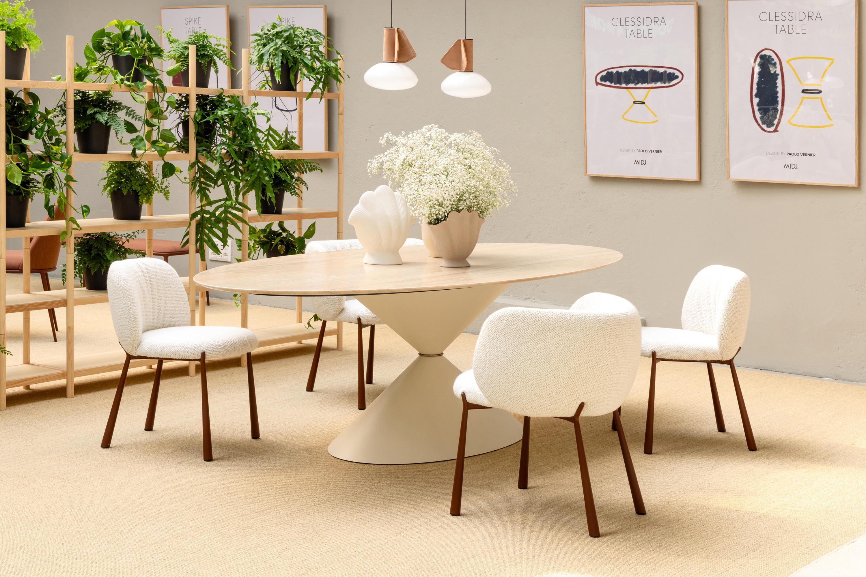 Italian Elliptical Hourglass Shaped Table In Marble Top & Lacquered Metal Base For Sale