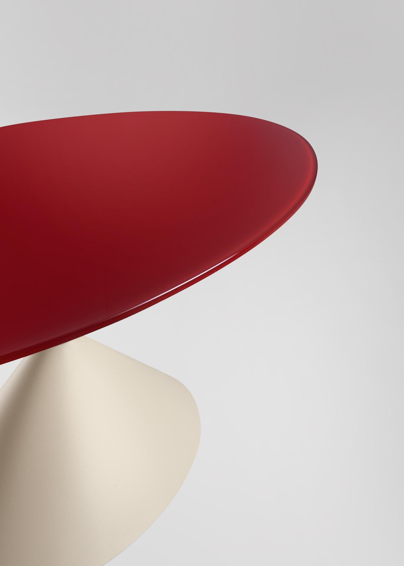 Elliptical Hourglass Shaped Table In Marble Top & Lacquered Metal Base In Distressed Condition For Sale In NEW YORK, NY