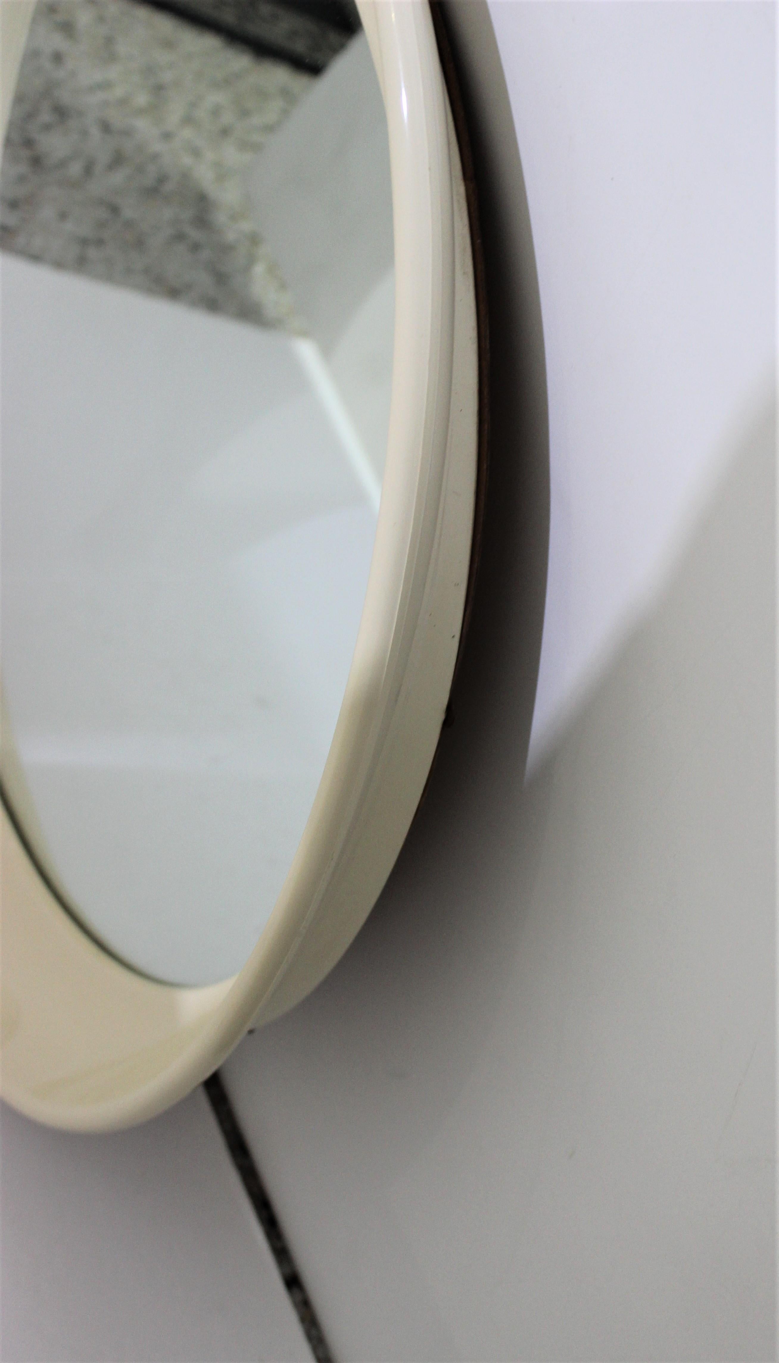 Modern Elliptical Mirror in Cream Color Resin, Italy