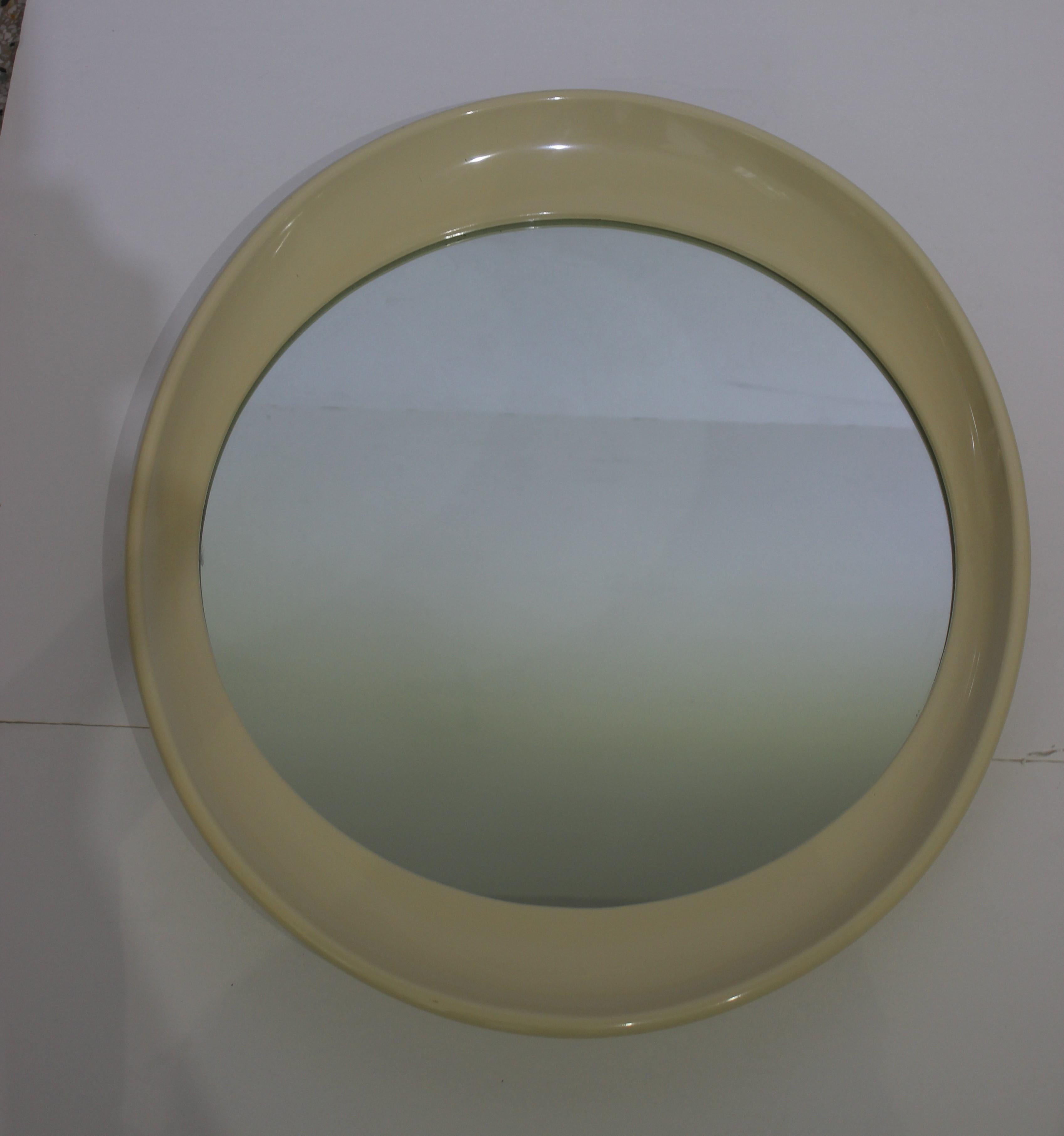 20th Century Elliptical Mirror in Cream Color Resin, Italy