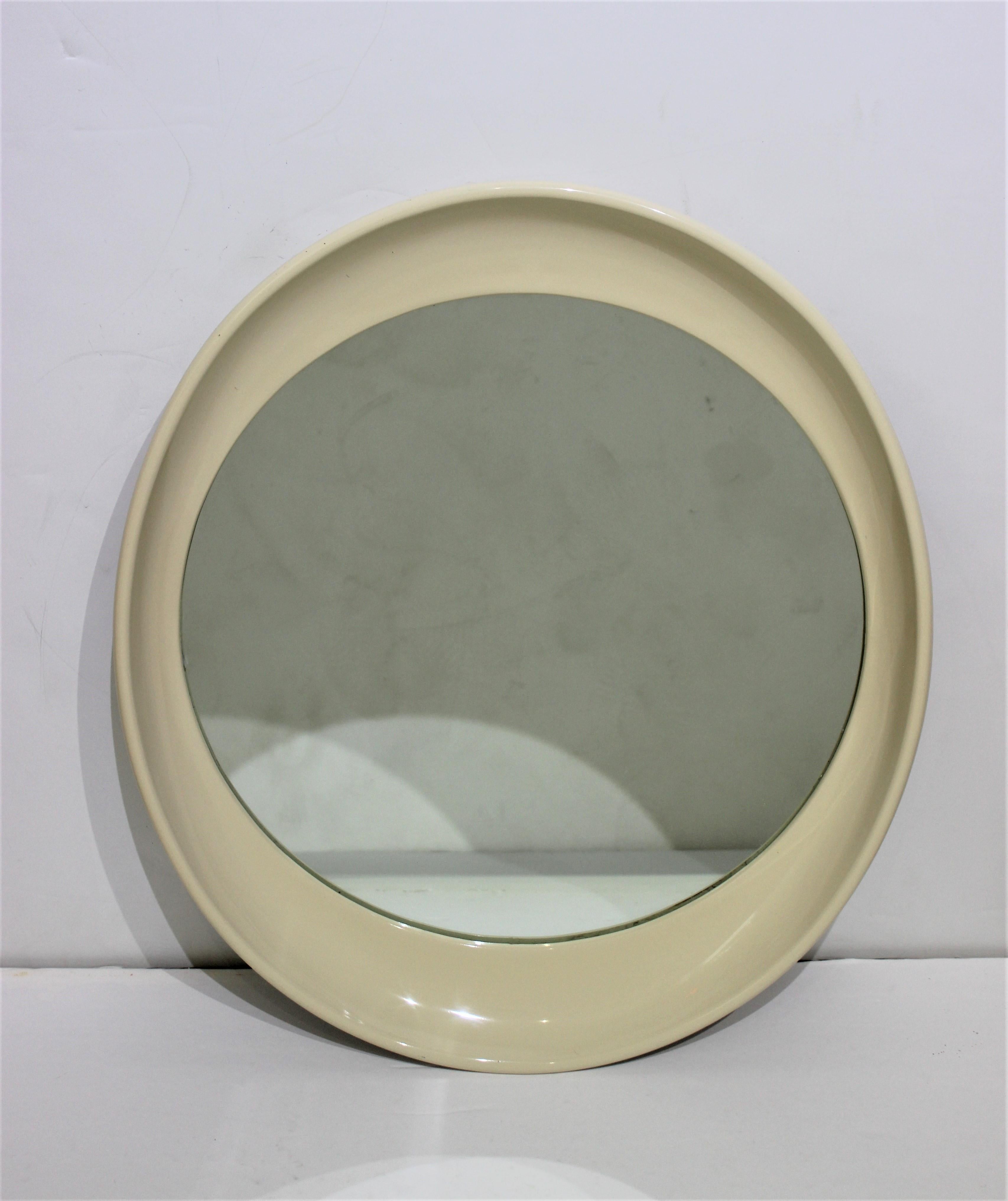 Elliptical Mirror in Cream Color Resin, Italy 3