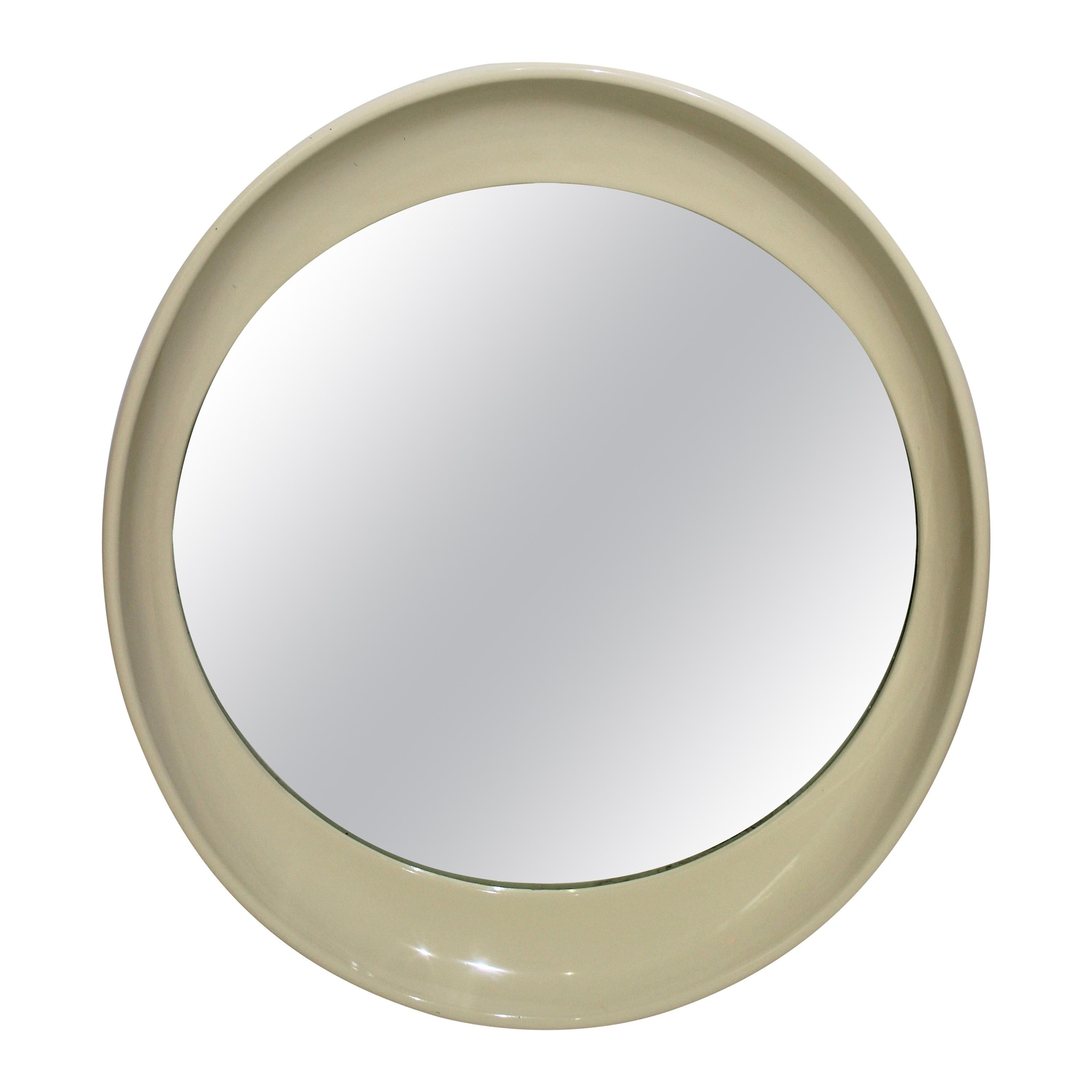Elliptical Mirror in Cream Color Resin, Italy