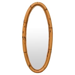 Elliptical Mirror With Thick Cane Frame, Italy 1970