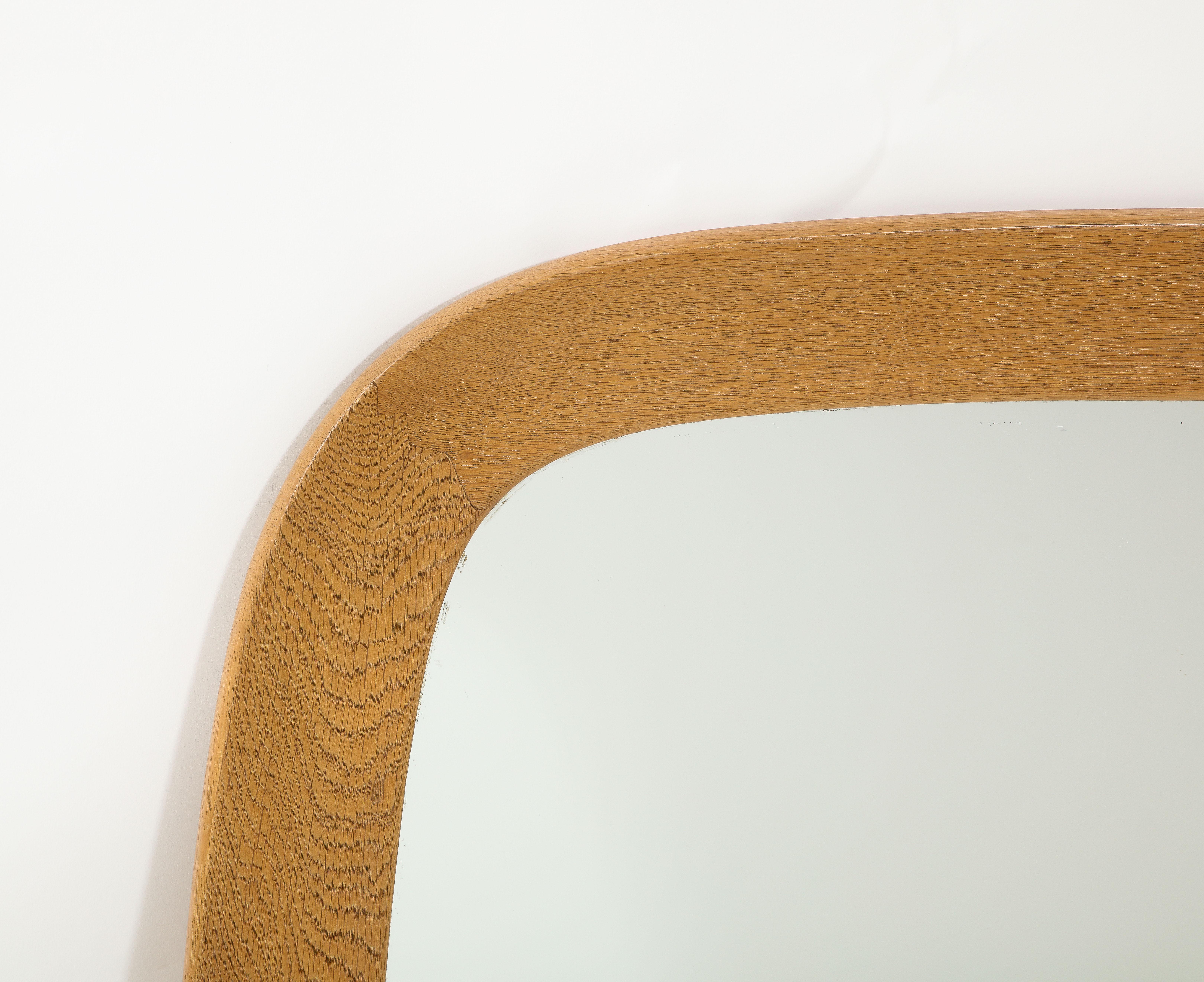 Swedish Large Fröseke AB Nybrofabriken Wall Mirror, Solid Oak Frame, Sweden, 1960's